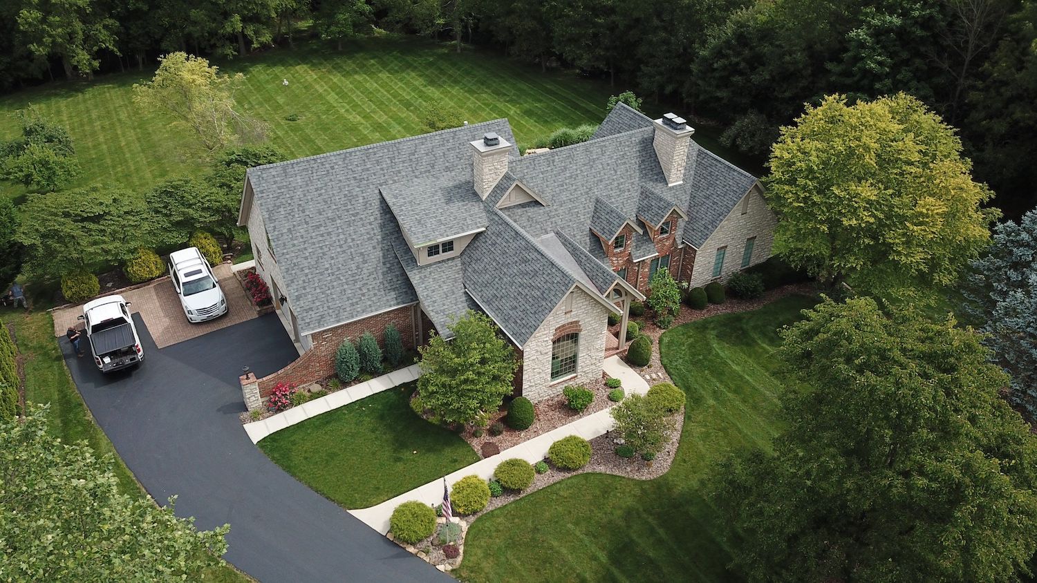arial view of asphalt shingle roof