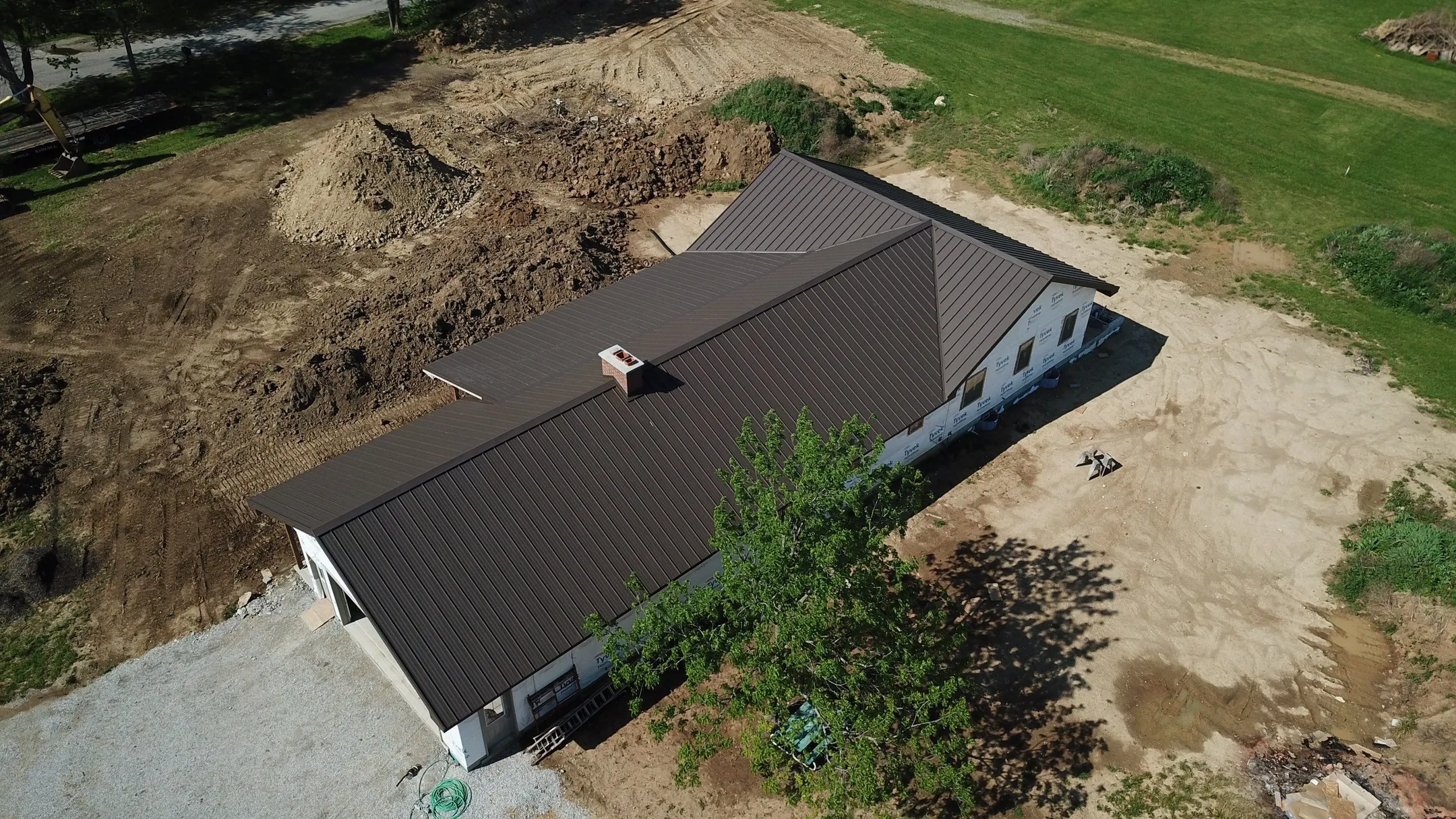 arial view of metal roof replacement