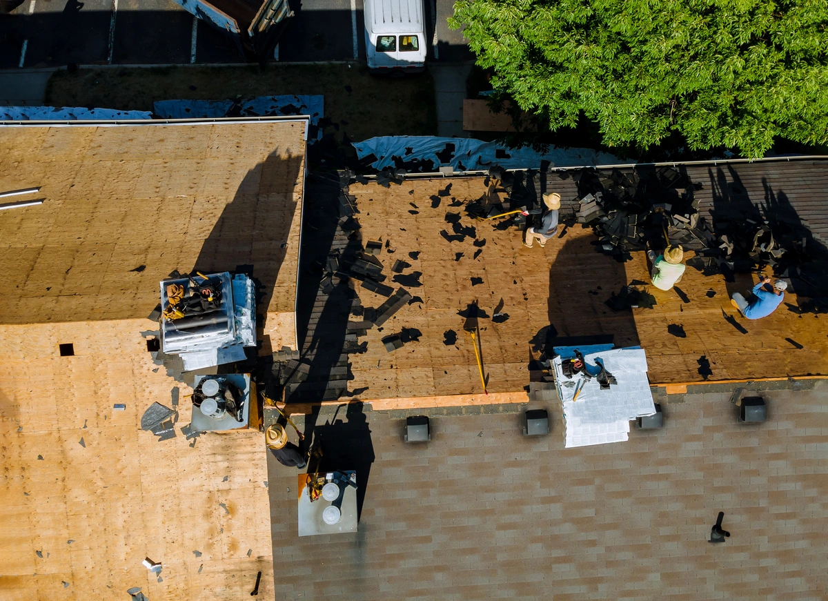 arial view of how to remove roof shingles