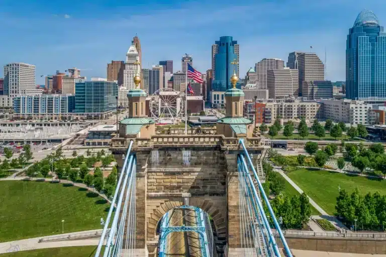 top view of downtown Cincinnati