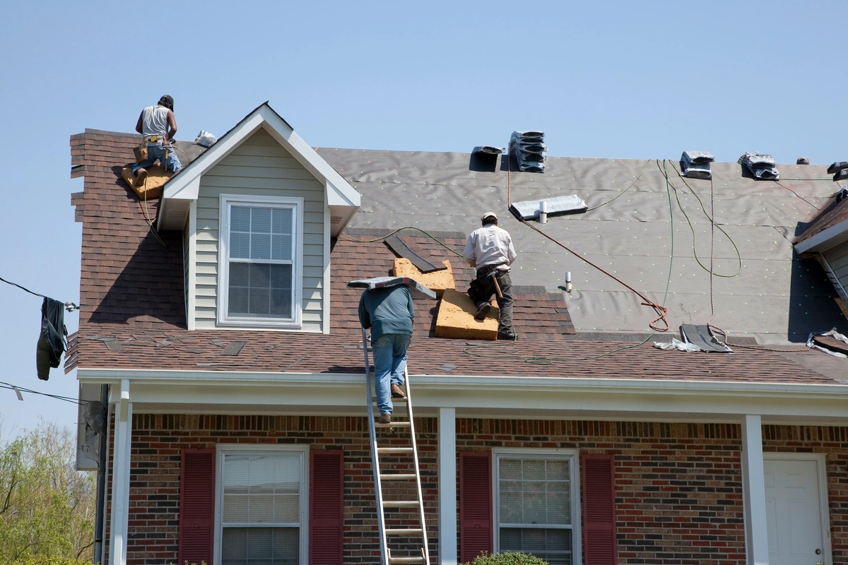 construction crew roof repair